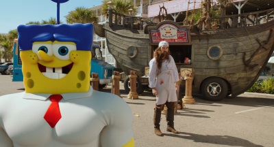 Ein kräftiger SpongeBob und der böse Burger-Bart (© Paramount Pictures Home Entertainment)