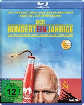 Das Blu-ray-Cover von "Der Hunderteinjährige, der seine Rechnung nicht bezahlte und verschwand" (© Concorde Home Entertainment)